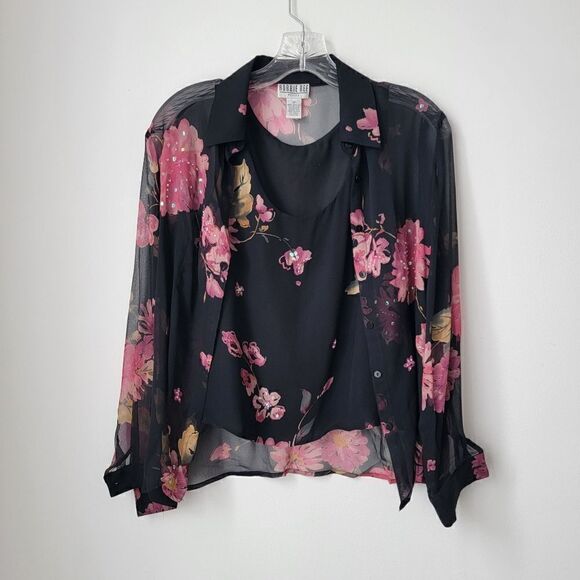 VINTAGE ROBBIE BEE 100% Silk 3 Pieces Set Pants Size 4 Petite - Picture 8 of 13